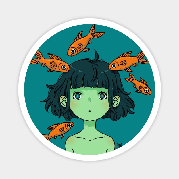 Orange fishes Magnet by Freeminds